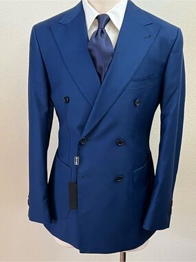 Navy blue Men's Double-Breasted wool suit